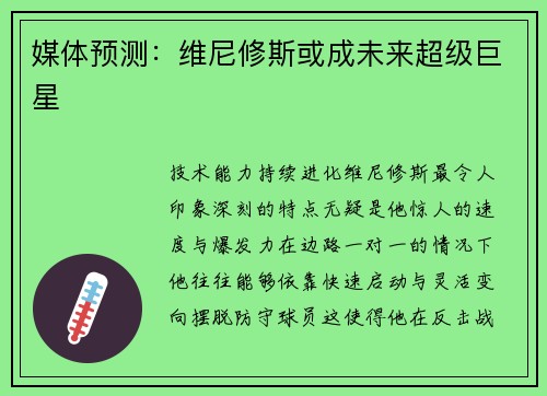 媒体预测：维尼修斯或成未来超级巨星